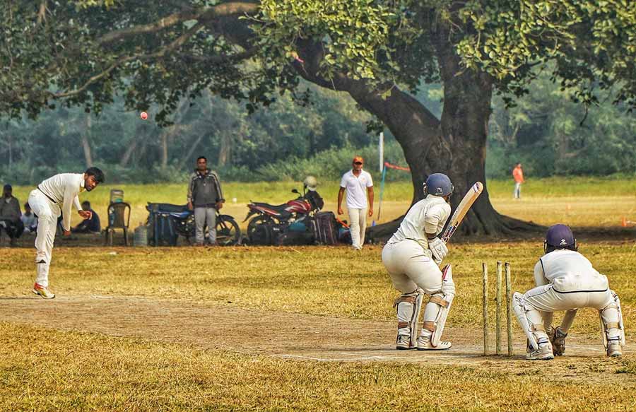 A cricket match of a club underway on the Maidan on Tuesday afternoon