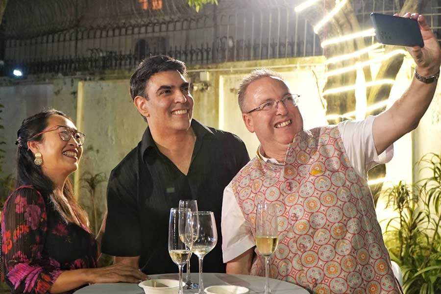 Trincas owner Anand Puri shared a selfie with British deputy high commissioner to Kolkata Andrew Fleming and his wife, Vanita. ‘Businesses are at the heart of everything we do, and it’s nice to engage with multiple Italian brands here,’ said Puri