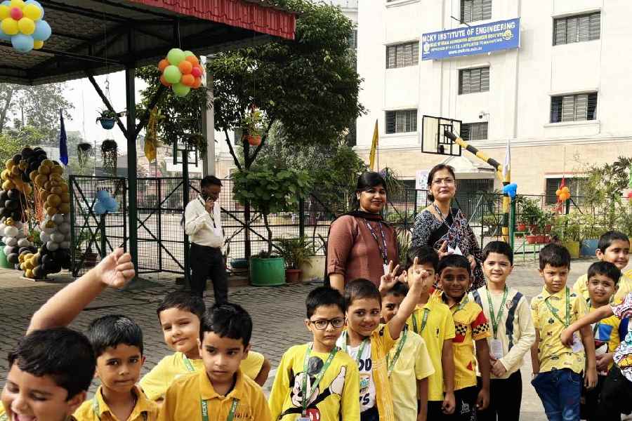 The cheerful faces of Primary students (Classes I to V) as they enjoy themselves on Children's Day