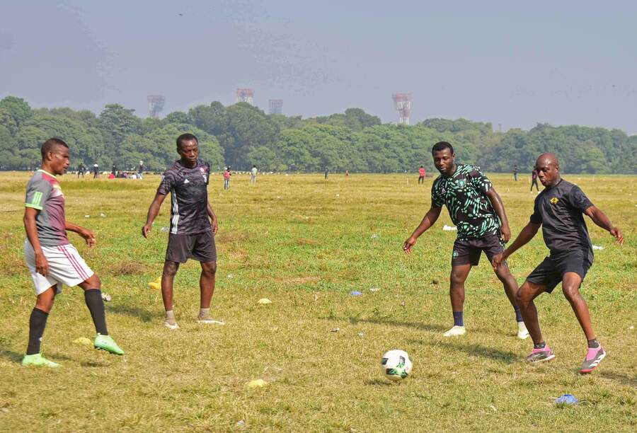 These men show how football can be enjoyed on the Maidan any season
