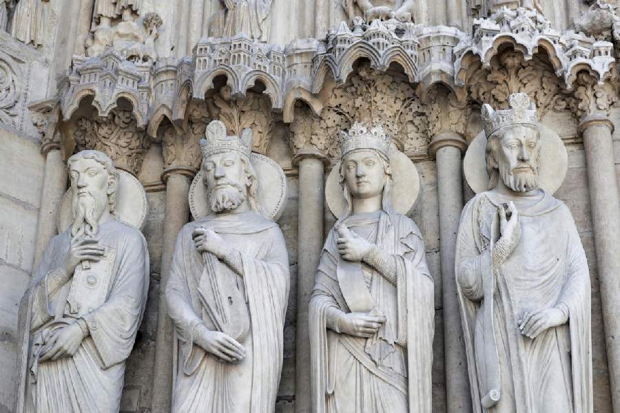 Part of bas-relief outside of Notre-Dame de Paris Cathedral