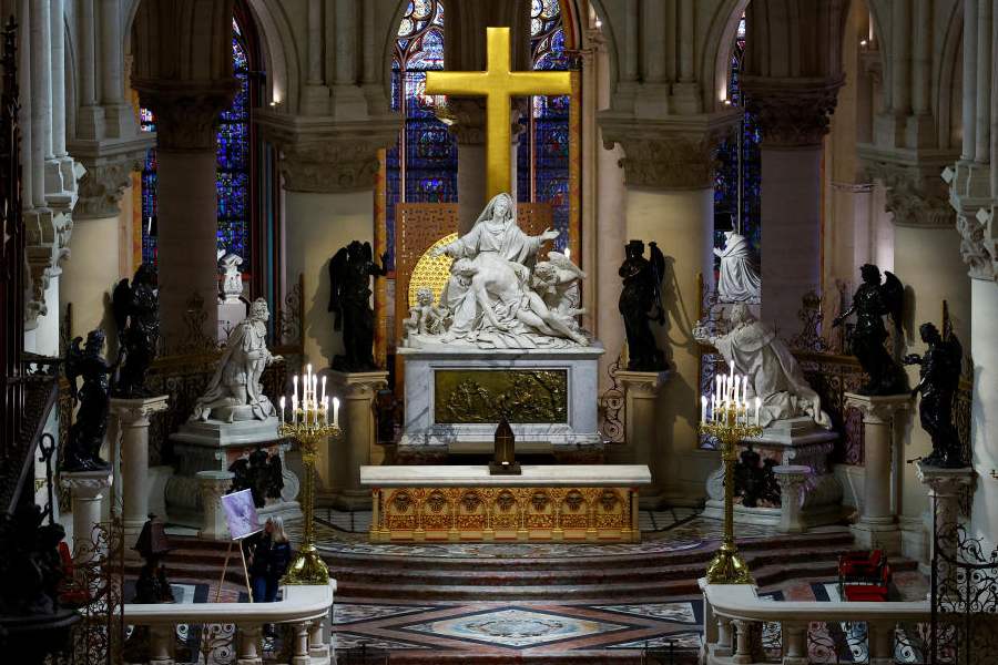 A view shows the altar of the Notre-Dame de Paris Cathedral