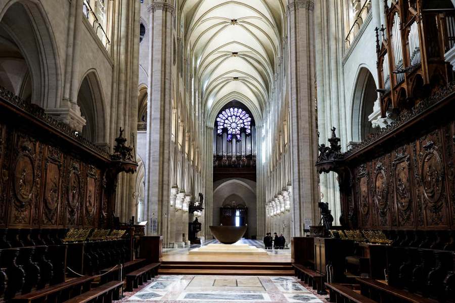 A view of the choir stalls of Notre-Dame de Paris cathedral in Paris