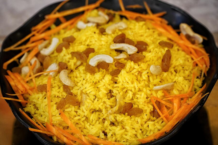 Basanti Pulao: A Bengali classic, their Basanti Pulao is fragrant and mildly sweet with an aroma of ghee and saffron. It pairs perfectly with rich gravies and the delicate sweetness and light texture make it an ideal accompaniment for the spicy dishes