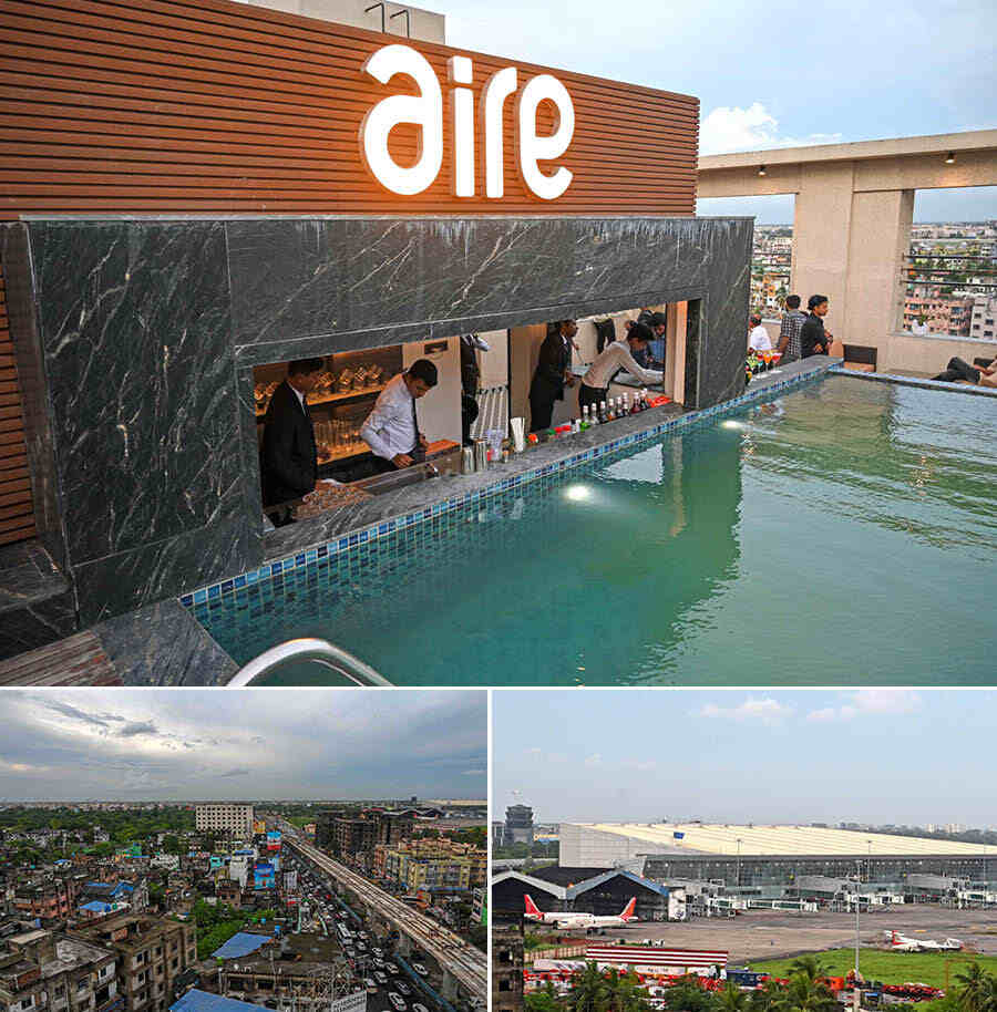 One of the hotel’s main attractions is its rooftop pool, Aire, complete with an adjoining bar area. Guests can enjoy the vast expanse of the sky, take a refreshing swim and sip on cocktails just within reach. Other attractions include a great view of the cityscape and a glimpse of the Netaji Subhas International Airport