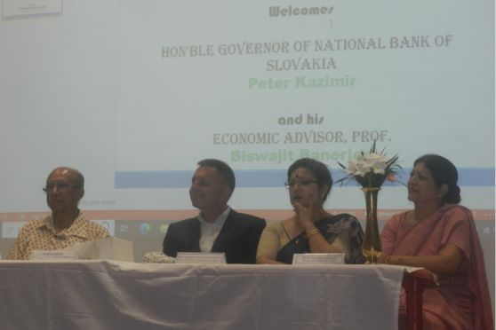 (L-R) Dr Biswajit Banerjee, Peter Kažimír, Dr Indrani Choudhuri Dutt (IQAC Coordinator, Lady Brabourne College), Professor Siuli Sarkar (Principal, Lady Brabourne College) graced the occasion.