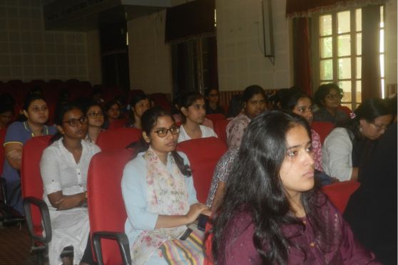 Students of Lady Brabourne College, Kolkata listened intently to the lecture.