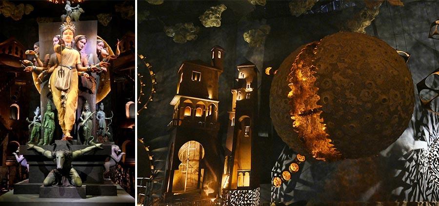 ‘Dugga’ is the theme of Chorebagan Sarbojanin Durgatsob Samity in this year. The pandal tries to demonstrate that the primary driving force of patriarchal society is a woman - a mother, grandmother, wife, lover, sister, daughter