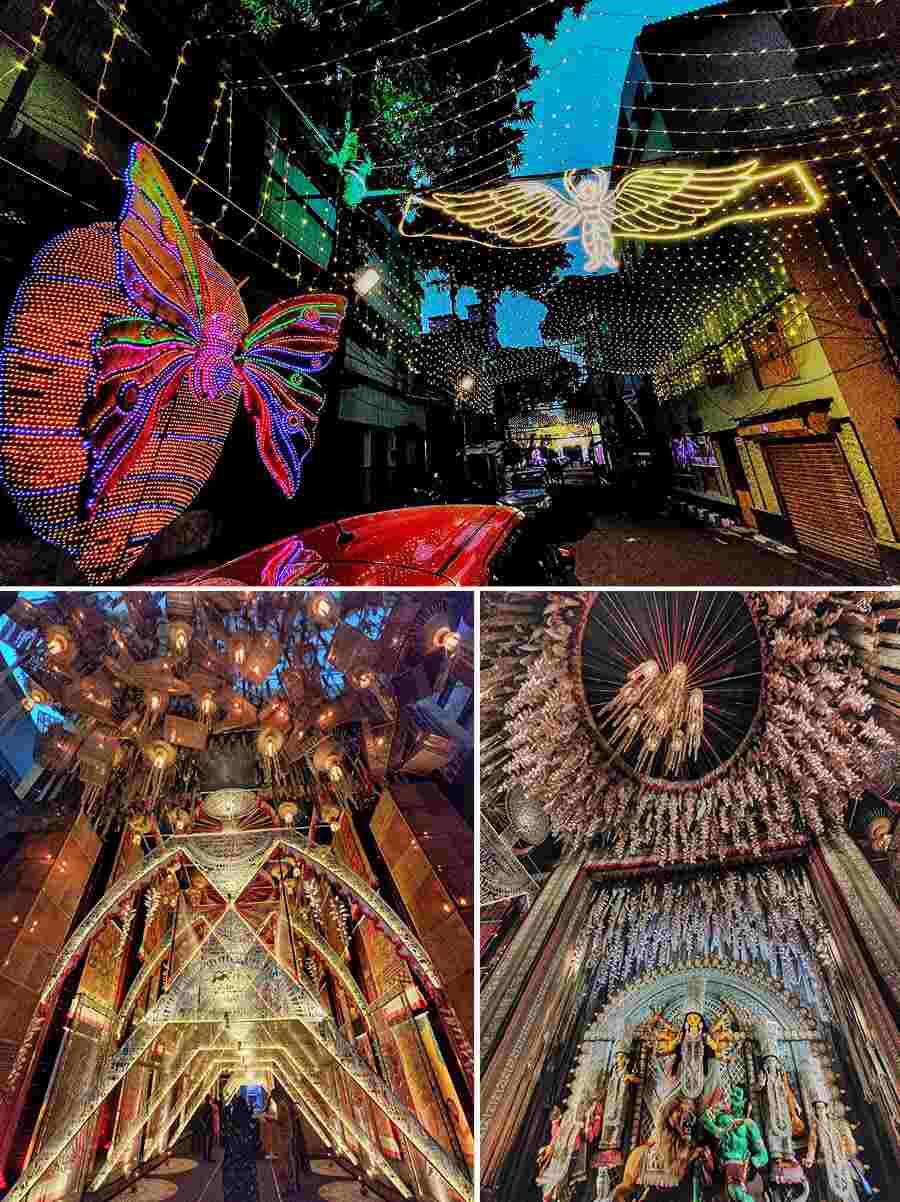 The ‘Parampara’ theme at 14 Pally Udayan Sangha, Entally, highlights the transient nature of human existence within the vast universe, where life is a brief gift passed down through generations. This inheritance, rooted in traditions and history, enriches and beautifies our world. The Sangha will showcase traditional folk art in its celebrations