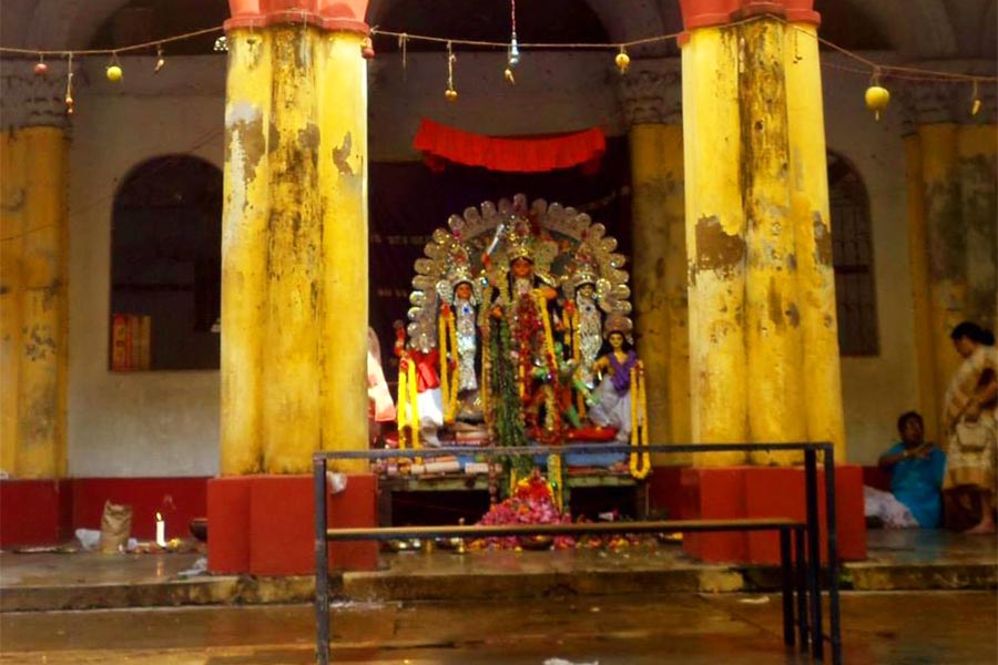 This is perhaps the only century-old family Durga Puja of Bengal that has its venue inside a century-old school