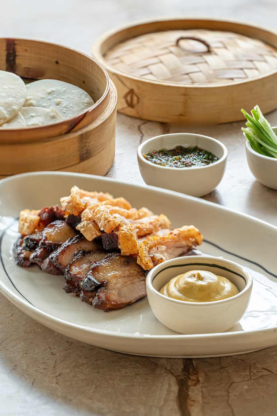 Char Sui & Cantonese Pork Belly Platter, Pancakes & Fixings: The emphasis was to serve it as a duck pancake. ‘Of course, while the pork is reminiscent of Tangra pork, it is unlikely that they will cure or air-dry meat. These are technical things I have picked up from mentors, and modern day techniques and recipes. That’s what makes it our signature versus just another Calcutta dish. That extra effort is visible,’ Auroni explains.