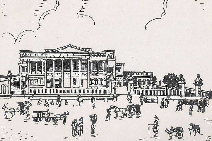 A sketch of Mutty Lal Seal’s house at Colootola