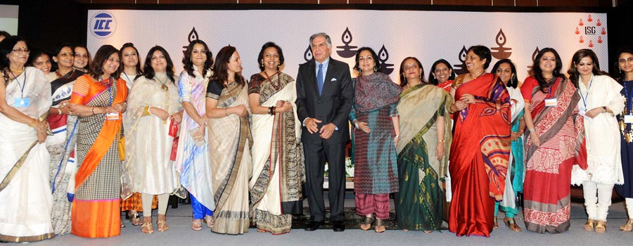Ratan Tata with members of the Ladies Study Group at a programme in Kolkata on August 6, 2014. The chairman emeritus of the Tata Group passed away in a Mumbai hospital on the night of October 9. He was 86
