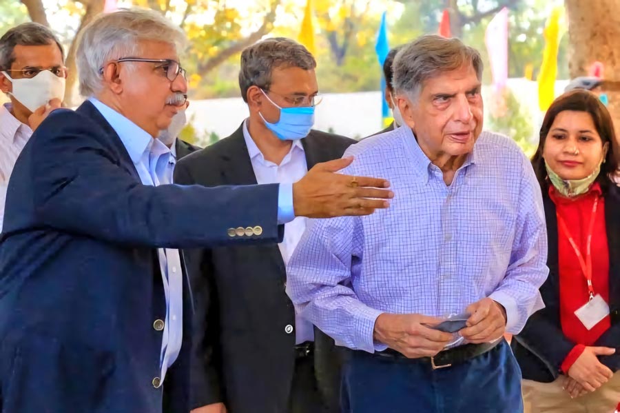 Ratan Tata with Chanakya Chaudhary of Tata Steel at the opening of the Naval Hockey League in Telco, Jamshedpur. ‘I remember the first time I ever visited Jamshedpur, when I was on holiday from college. Mr. R. G. Da Costa and Mr. J. D. Chokshi invited me to visit the Telco plant and have a walk around the plant. This trip was much before I started working on the Tata Steel floor, my first interaction with the legacy city of Jamshedpur,’ Tata had reminisced in an Instagram post in 2020