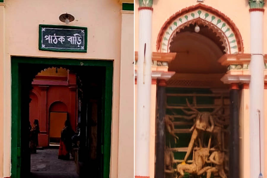 The doors of Pathak Bari are opened to visitors and the local community on the five days of Durga Puja