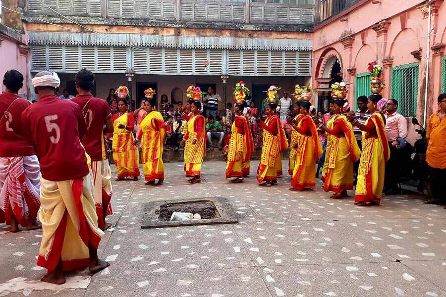 A folk dance performance by local tribal communities is the highlight of Navami celebrations