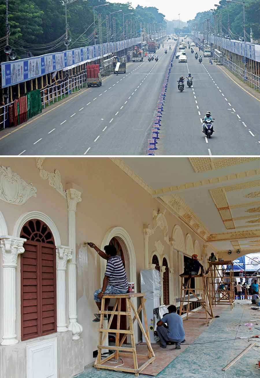 Preparations on in full swing for the Durga Puja Carnival at Red Road scheduled for October 15, which also happens to be the last day for idol immersion 