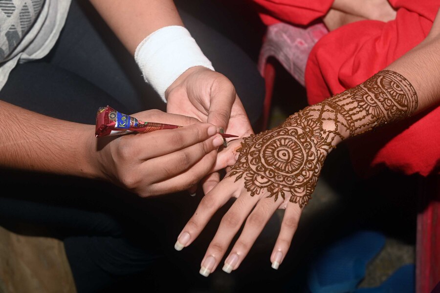 The girls at the NGO applied mehendi on each other as they prepared for the Durga Puja celebrations. The girls are taught formal and non-formal education, and vocational training and are provided psychological support through counselling and therapy. They also promote holistic development, empowering children to regain confidence so that they can have a life of their own once they turn 18