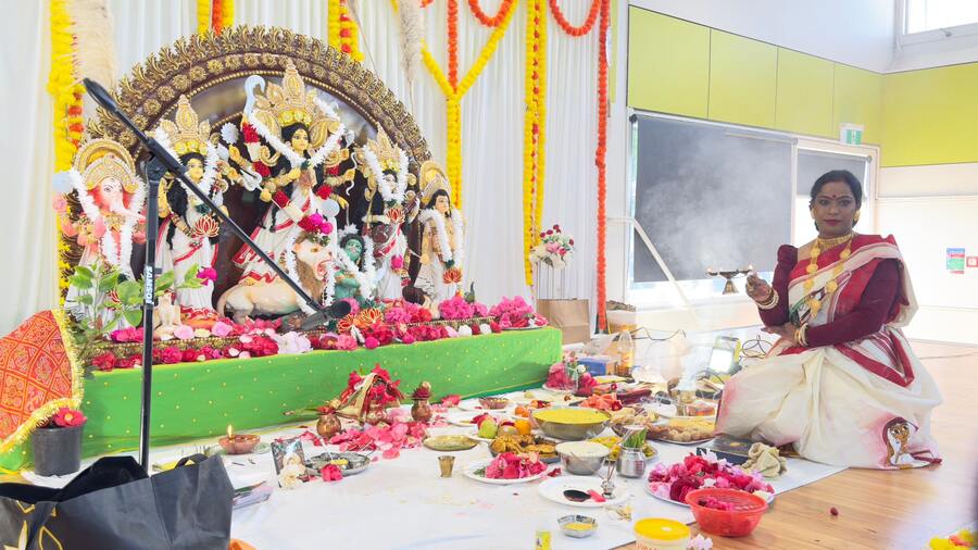 On October 11 and 12, Durga Puja rituals such as ‘arati’ and ‘pushpanjali’ were conducted before devotees could relish the ‘bhog’