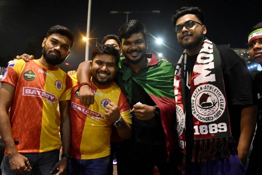 A rare set of amicable fans from both teams after the match