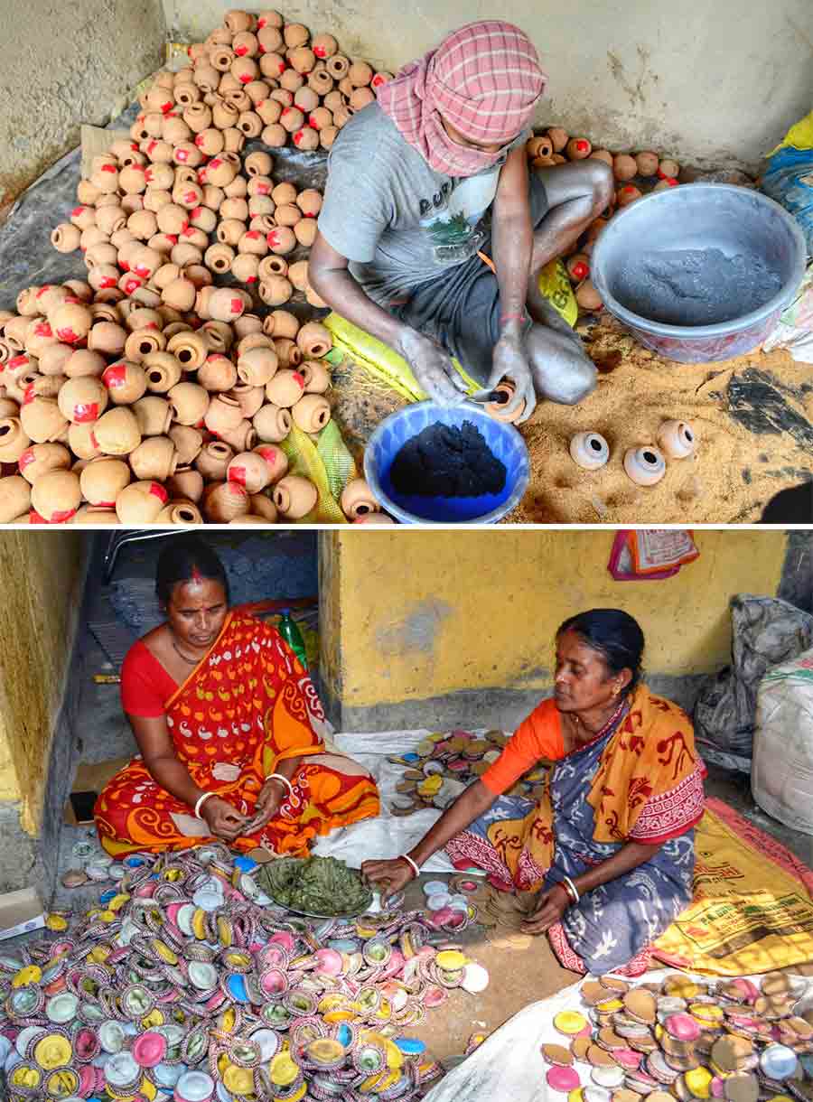 It’s that time of the year when residents of Champahati Haral village get super busy crafting green fireworks and candles of every imaginable size and shape. Stringent environmental laws in recent years have cast a cloud on their operations but there are thousands in these villages for whom Kali Puja and Diwali are a source of sustenance