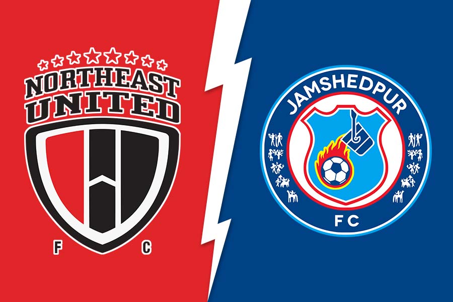 Northeast United FC (left), Jamshedpur FC (right)