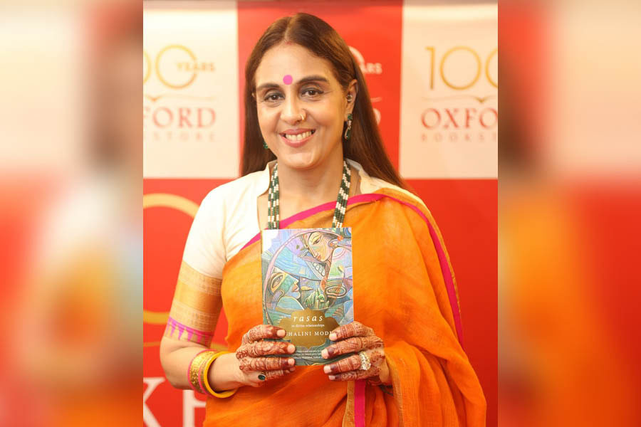 The author of ‘Rasas in Divine Relationships’ — Shalini Modi at the book launch in Kolkata at the Oxford Bookstore