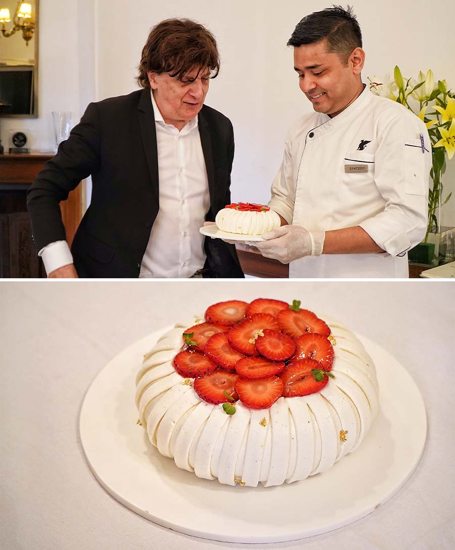 The desserts came in all shapes, sizes, flavours and colours. Chef Sandeep Sharma, Demi Chef de Partie, JW Marriot, Kolkata brought freshness with his Citrus Berry Cake. Explaining his dish, chef Sandeep said, ‘I have used strawberries and Japanese lemon as my main ingredient. It also contains a mousse of fromage blanc — a French white cheese, along with pistachio crunch and strawberry gel. There is a coconut sponge inside too’