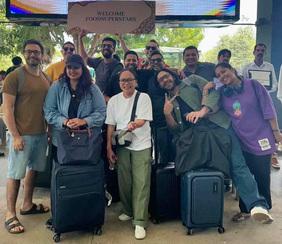 A fun pose by chefs on arrival at Mementos by ITC Hotels, Ekaaya in Udaipur, the City of Lakes