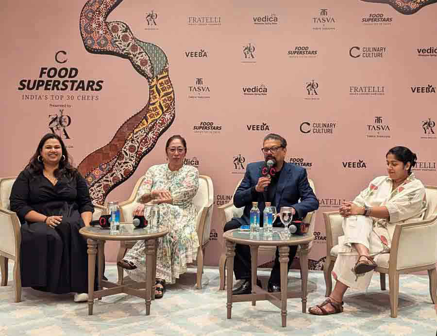 Another engaging culinary discussion followed, featuring (L-R) pastry chef Pooja Dhingra (#18), Tibetan food expert Doma Wang (#15), and ingredient-focused chef Niyati Rao (#5), the youngest chef on the list