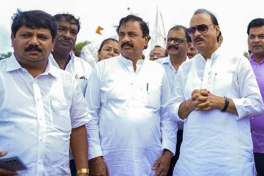 Maharashtra Deputy Chief Minister Ajit Pawar visits the Rajkot Fort where a statue of Chhatrapati Shivaji Maharaj collapsed recently, at Malvan in Sindhudurg district, Friday, Aug. 30, 2024.