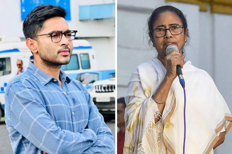 Abhishek Banerjee (left) and Mamata Banerjee (right)