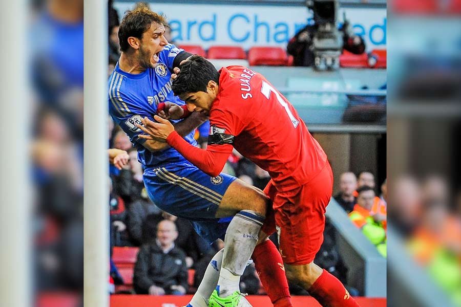 In a match against Chelsea in April 2013, Suárez bit Branislav Ivanović. 