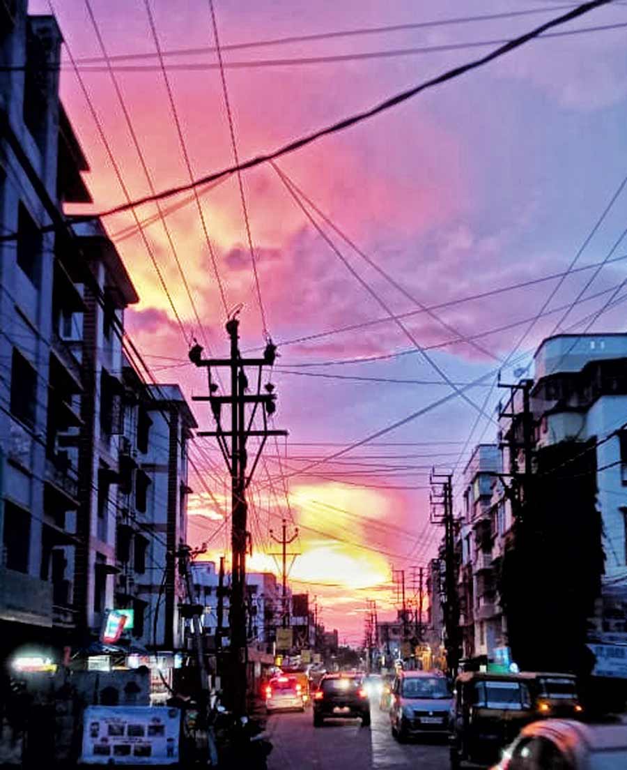 A riot of coluors in the sky as seen at Narendrapur at dusk on Tuesday 