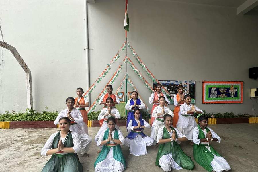 Independence Day celebrations at Sri Ram Narayan Singh Memorial High School, Rajdanga.