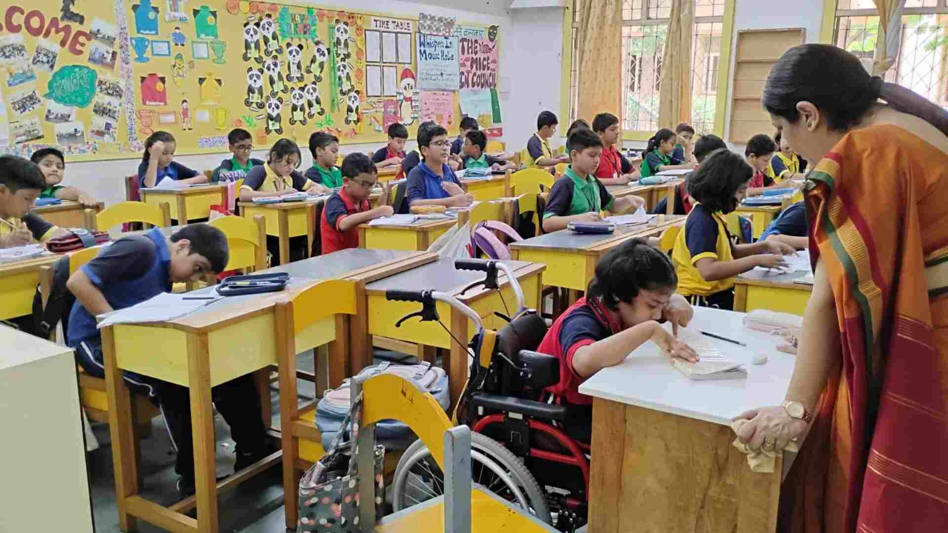 An inclusive classroom at The Heritage School, Kolkata.