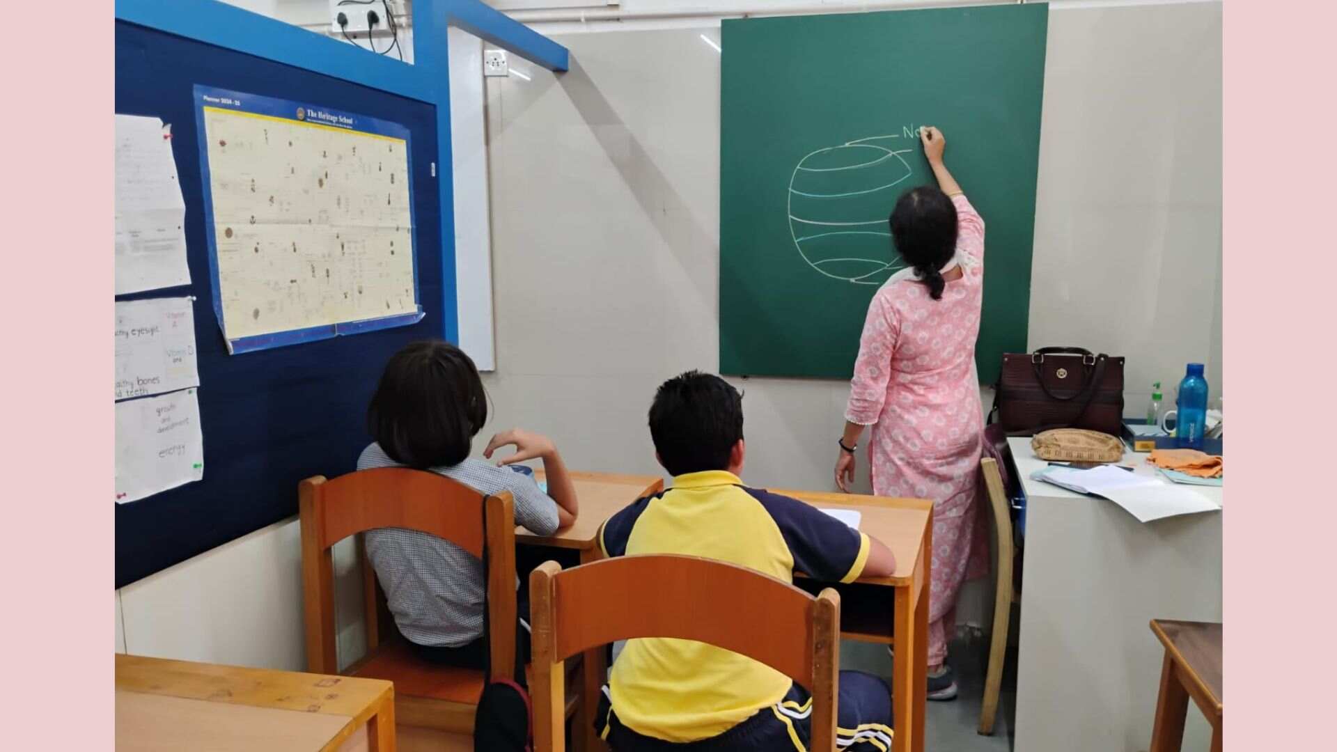 A Special Educator teaching differently-abled children at The Heritage School, Kolkata. 