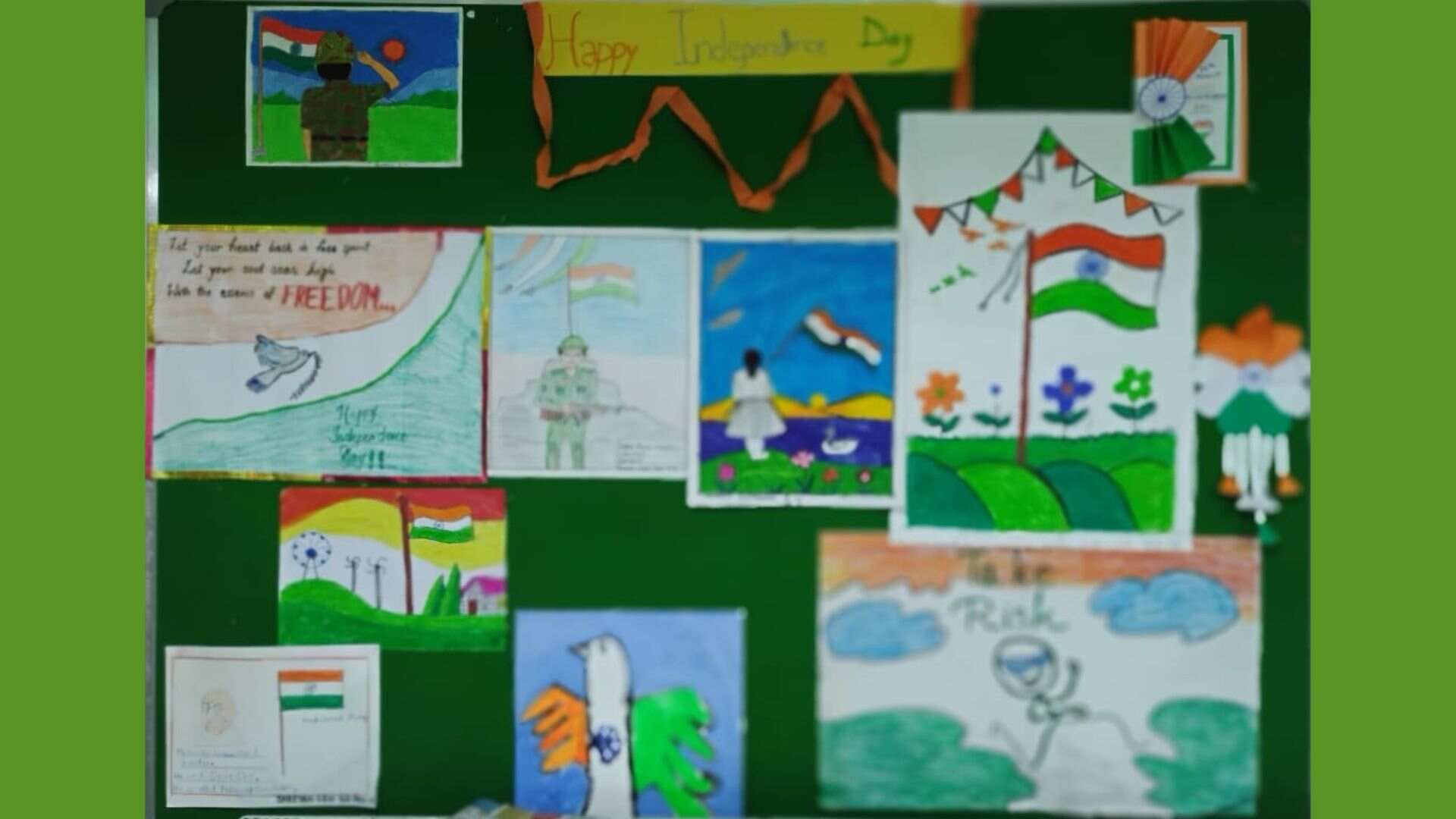 A bulletin board commemorating Independence Day prepared by the children with special needs at Apeejay School, Park Street. 