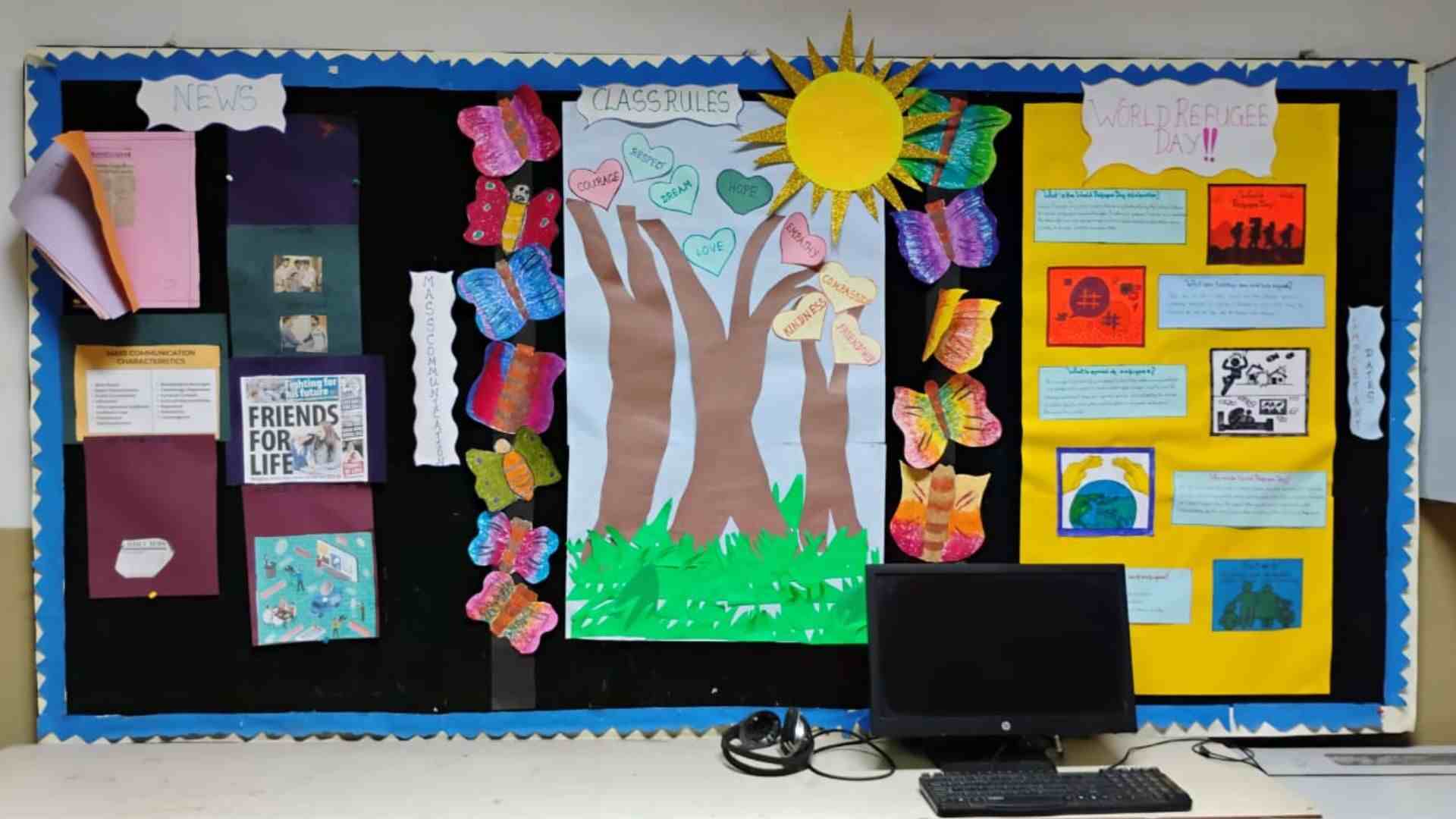 A bulletin board on Mother Nature prepared by Special Educators for differently-abled students at Akshar School, Kolkata. 