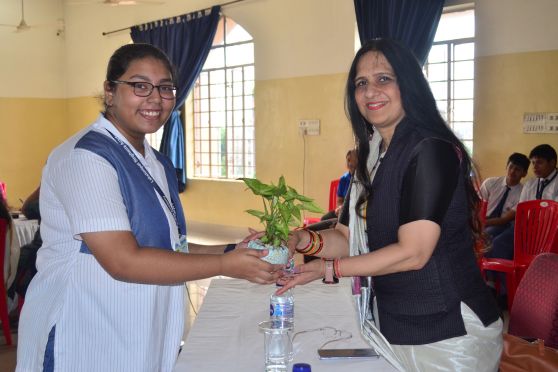 Niti Shanker Sharma - Deputy Secretary CBSE and Incharge Counseling, Media and PR being welcomed by LSA student