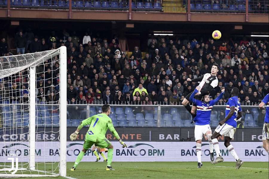 Cristiano jumped at a height of 2.56 metres to score the winner against Sampdoria in Serie A.