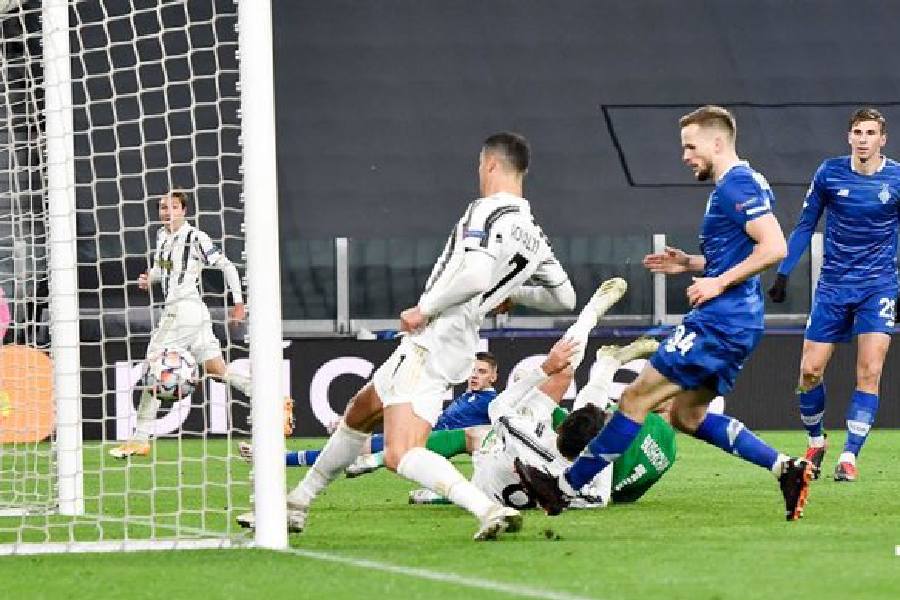 Cristiano in action against Dynamo Kiev, 2020