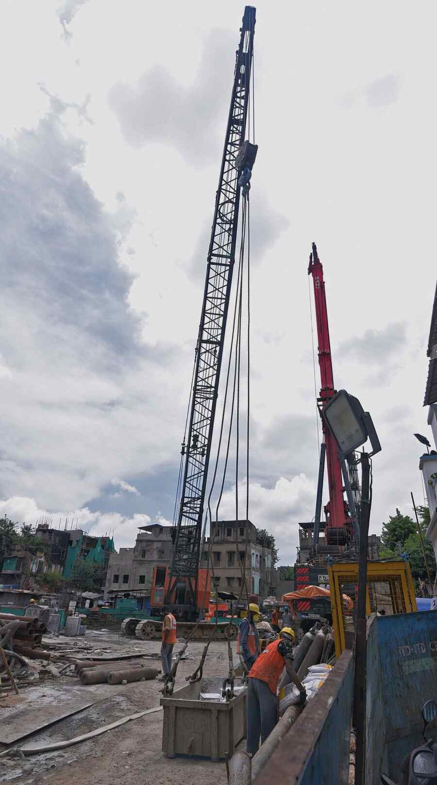 RVNL workers busy at Shyakrapara Lane in Bowbazar, where water started entering the Metro tunnel underground during construction