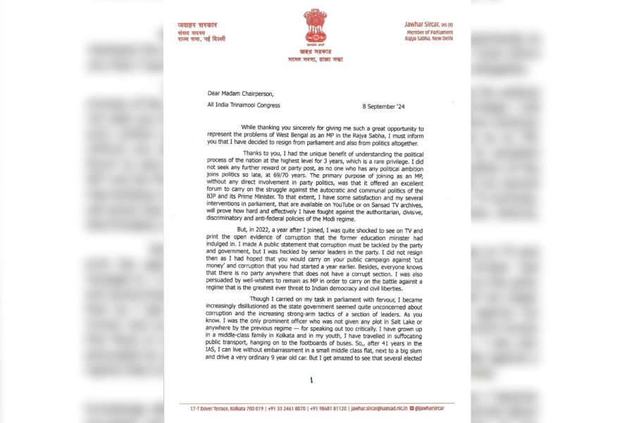 The two-page letter written to Mamata Banerjee