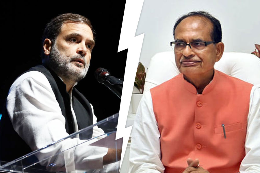 Rahul Gandhi (left), Shivraj Singh Chouhan (right)