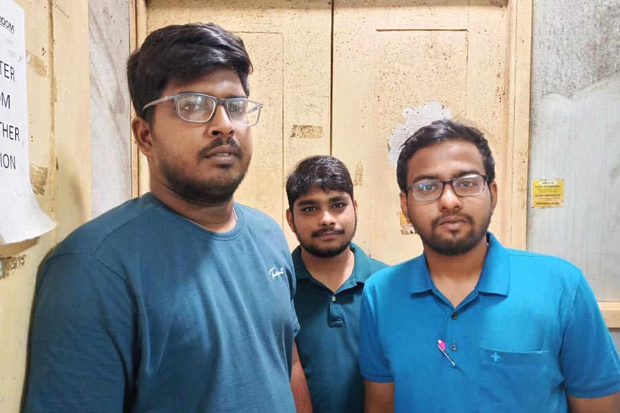 (From left to right) Gourav Das, Sontu Mandal, Archisman Jana, interns of Calcutta Medical College 
