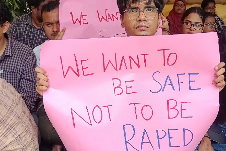 A student protesting at Calcutta Medical College on August 12 