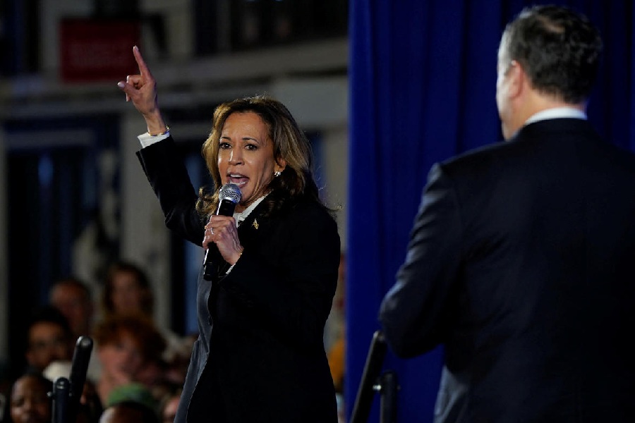 Democratic presidential nominee and U.S. Vice President Kamala Harris visits a watch party after participating in a presidential debate with Republican presidential nominee and former U.S. President Donald Trump, in Philadelphia, Pennsylvania, U.S.