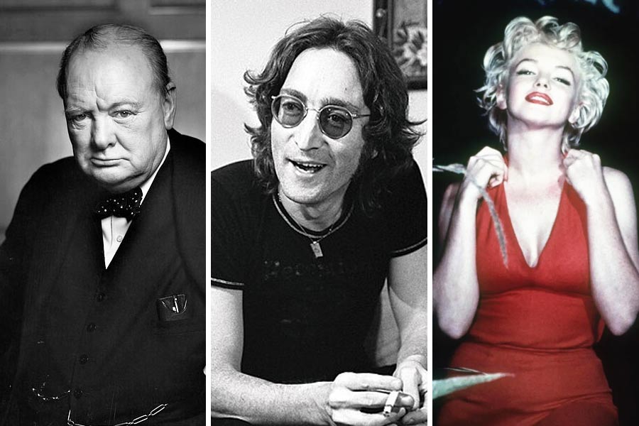British PM Churchill, Musician John Lennon and Actor Marilyn Monroe.