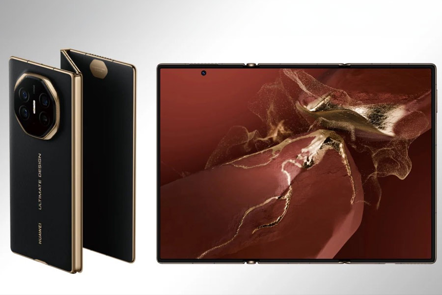 Huawei Mate XT Ultimate Design sports a large 10.2-inch screen when fully unfolded, and the company says that the display is made of flexible materials that can be bent in multiple directions.